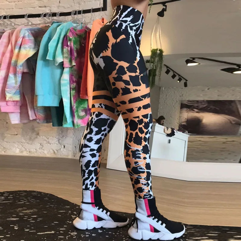 Leopard Stripe 3D Print Leggings