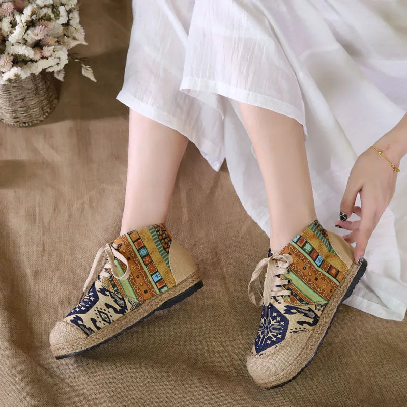 Linen Canvas Lace Up Shoes