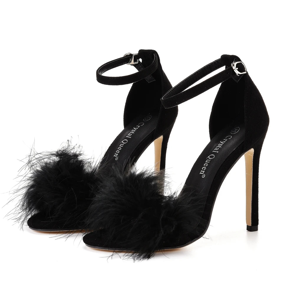 Sexy Open Toe Fur Sandals